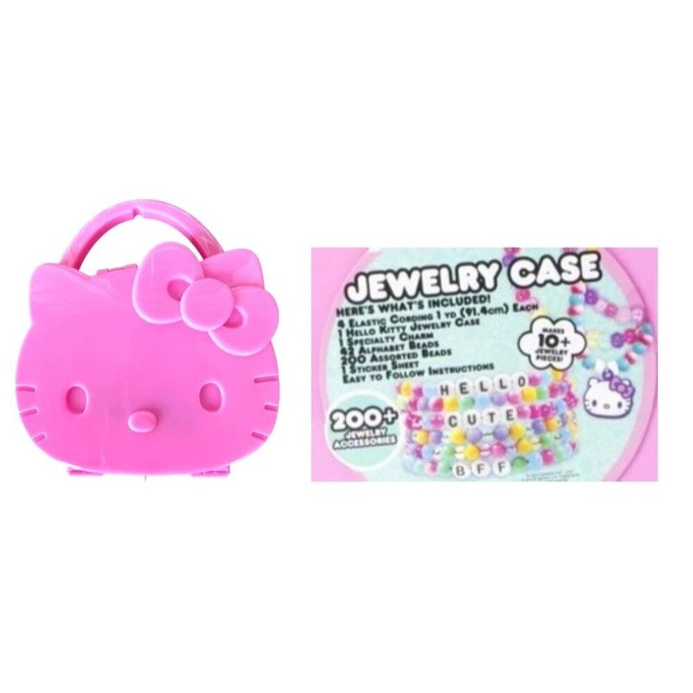 New Sanrio Hello Kitty Pink Jewelry Case With Acessories Craft Making DI…